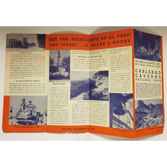 Seeing El Paso & Juarez Travel Brochure, Grey Line Bus Tours, 1940s (TB1) - Picture 2 of 3